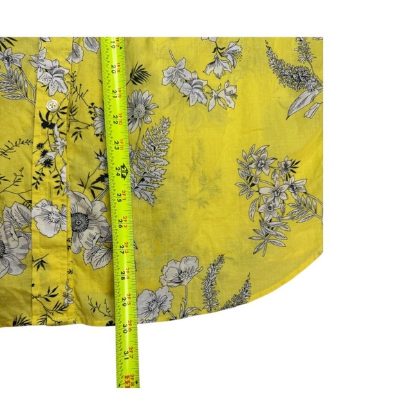 Talbots Womens 2X Top Yellow Floral Cotton Long Sleeve Lightweight Office Summer - Picture 12 of 12